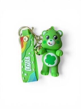 Care Bears Green Clover Silicone Keychain with LOVE Strap